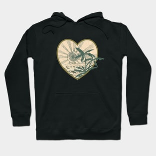 Sunset on tropical island (vintage green) Hoodie